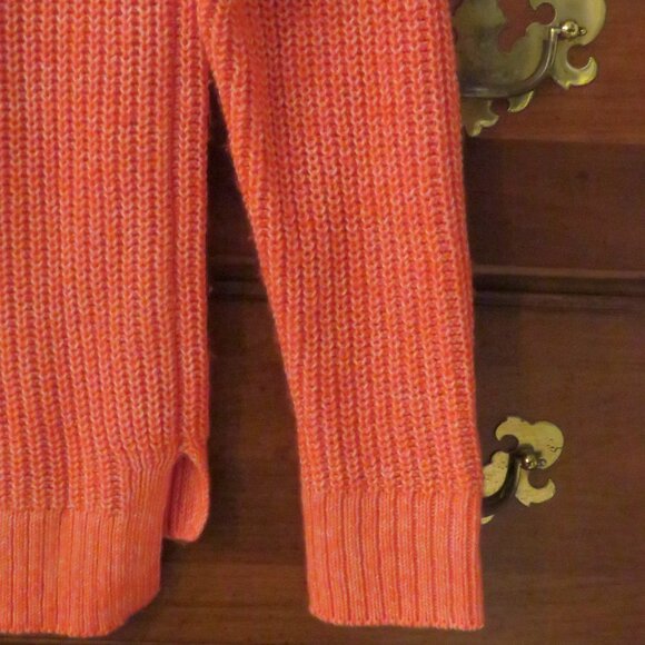 Candace Cameron Bure Sz XXXS Coral Orange Step Hem Long Sleeve Turtleneck Cowl - Picture 13 of 14